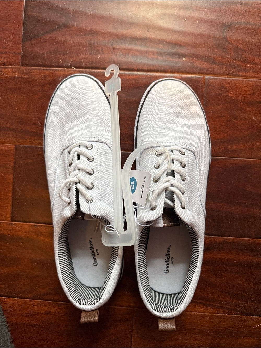 Goodfellow & Co White Canvas Low-Top Sneakers with Striped Lining